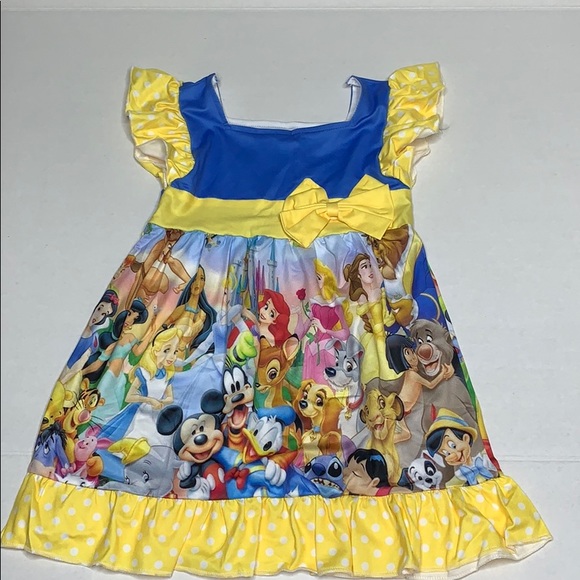 Disney Boutique Style Dress yellow Mickey Minnie - Picture 9 of 9
